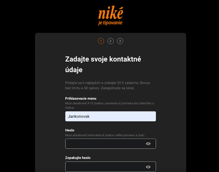 Ako sa registrovať do Niké