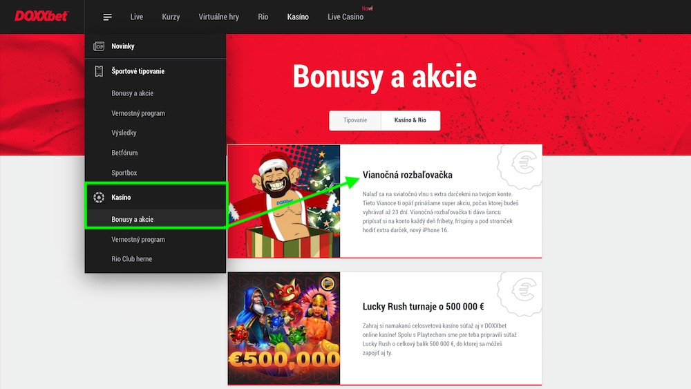 Doxxbet vianočná rozbaľovačka v promo akciách