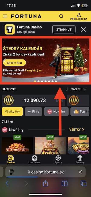 Fortuna adventný kalendár v mobile