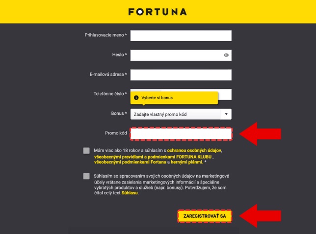 Fortuna promo kód