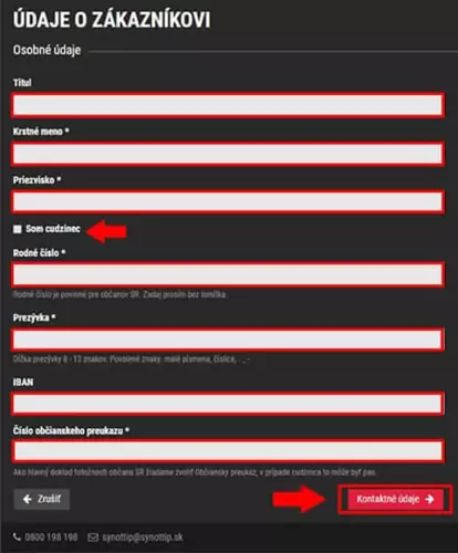 Vyplňte osobné údaje