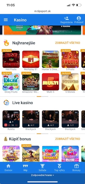 Mobilný web Tipsport