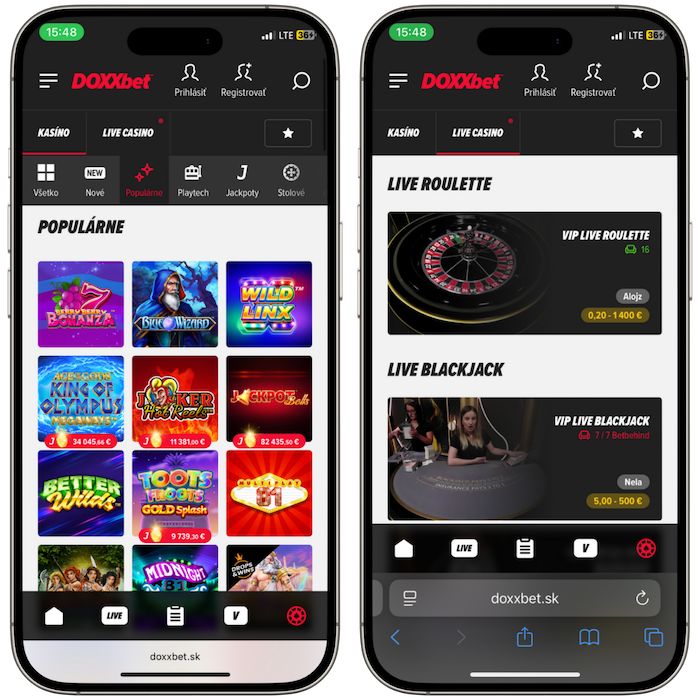 Doxxbet mobilný web