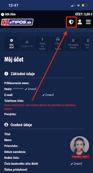 Nastavenie limitov v Tipose