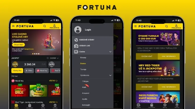 Fortuna casino mobilná aplikácia