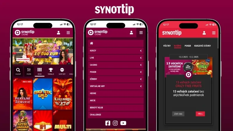 Dizajn Synottip mobilnej aplikácie pre Android