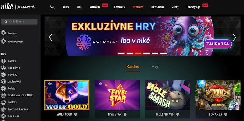 Niké casino online hry - kategórie
