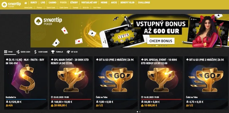 Synottip online poker herňa