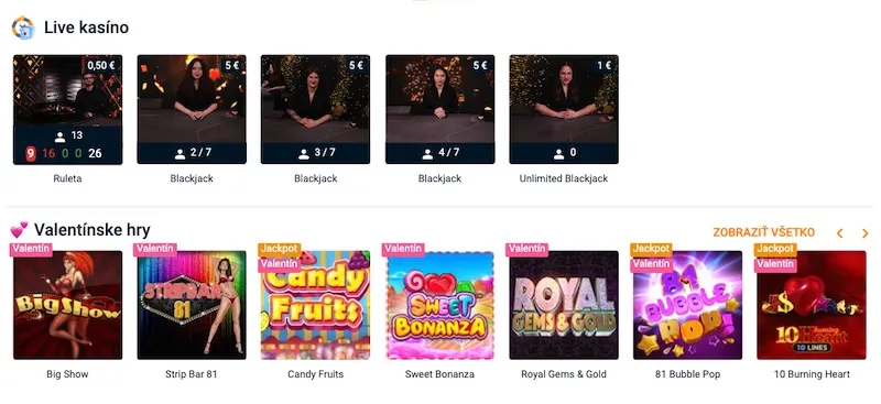 Tipsport casino online hry - kategórie