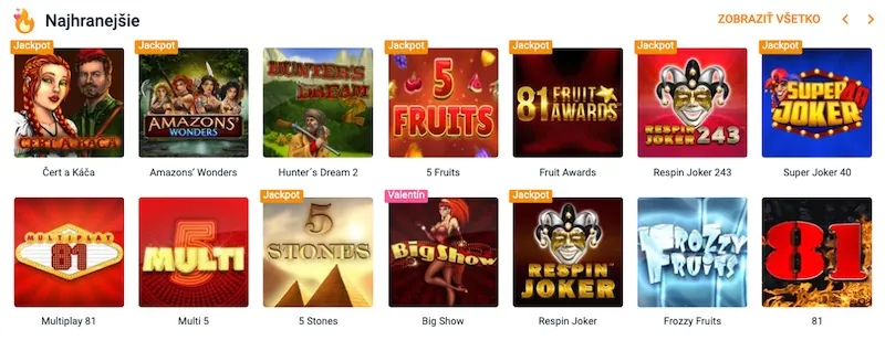Tipsport casino - populárne výherné automaty