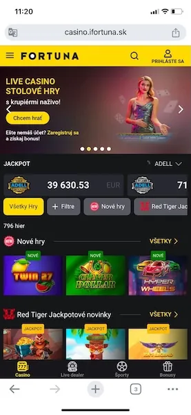 Mobilný web Fortuna