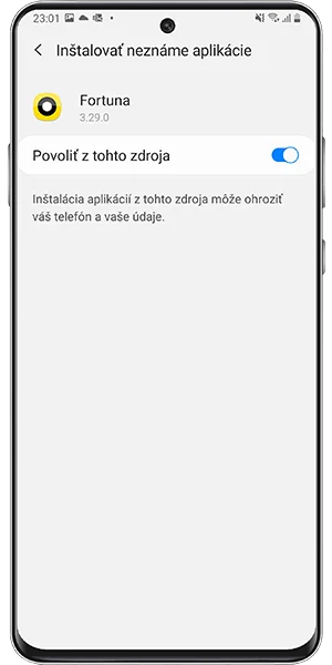 Fortuna mobile android návod 3